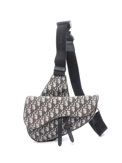 Pre-owned Dior 2010s Saddle Oblique-jacquard Messenger Bag In Neutral