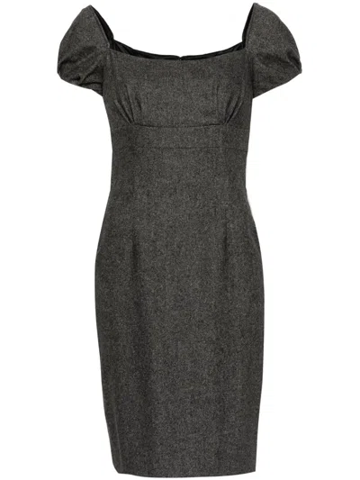 Pre-owned Dior 2010s  Short-sleeve Tweed Dress In Gray