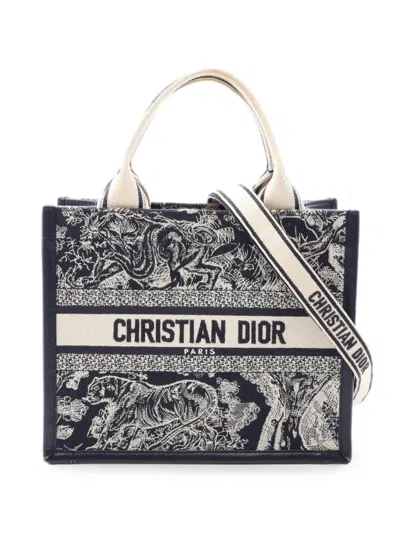Pre-owned Dior 2010s Small Book Tote Logo-print Tote Bag In Blue