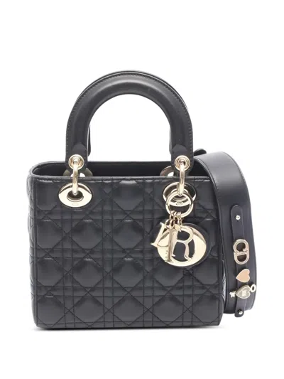 Pre-owned Dior 2010s Small Lady  Cannage Leather Handbag In Black