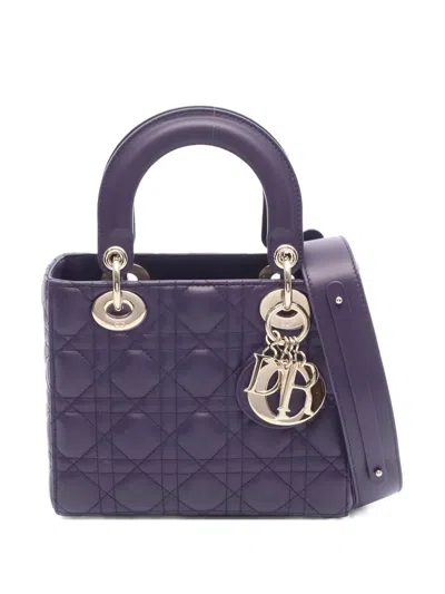 Pre-owned Dior 2010s Small Lady  My Abc Two-way Leather Handbag In Purple