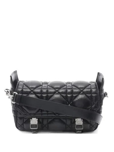 Pre-owned Dior 2010s Small Macrocannage Shoulder Bag In Black