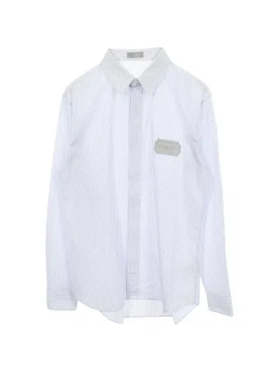 Pre-owned Dior 2010s Striped Logo-patch Shirt In White