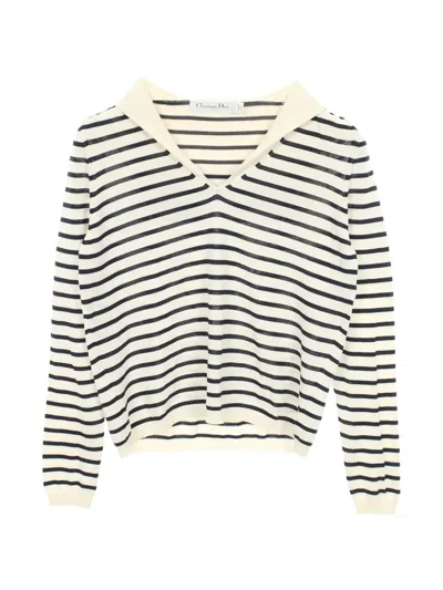 Pre-owned Dior 2010s Stripes Sailor Knit Sweater In Neutral