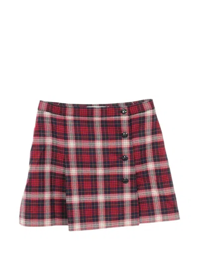 Pre-owned Dior Tartan Check Wrap Skirt In Blue