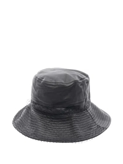 Pre-owned Dior 2010s Teddy-d Leather Bucket Hat In Black