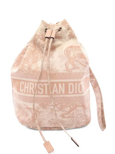 Pre-owned Dior 2010s Toile De Jouy Drawstring Travel Pouch In Pink