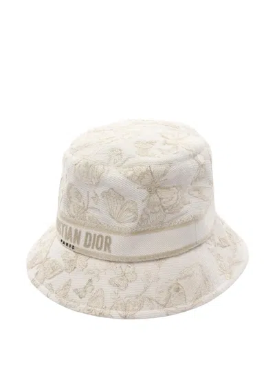 Pre-owned Dior 2010s Toile De Jouy Embroidered Hat In White