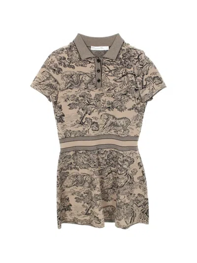 Pre-owned Dior 2010s Toile De Jouy Polo Shirt Dress In Neutrals