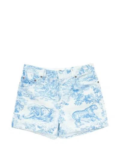 Pre-owned Dior 2010s Toile De Jouy -print Shorts In White