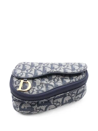 Pre-owned Dior 2010s Trotter Saddle Pouch In Blue