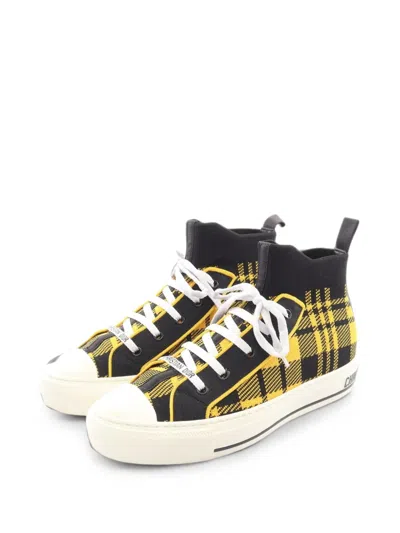 Pre-owned Dior 2010s Walk'n' Check Sneakers In Yellow