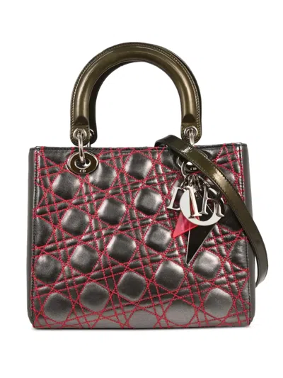 Pre-owned Dior 2011 Anselm Reyle Medium Lady  Tote Bag In Gray