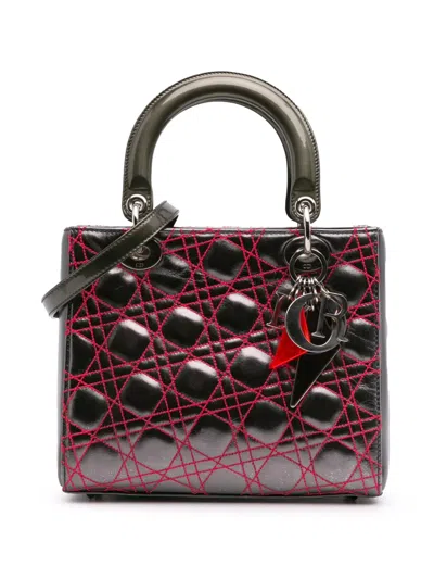 Pre-owned Dior 2011 Anselm Reyle Medium Metallic Lambskin Cannage Lady  Satchel