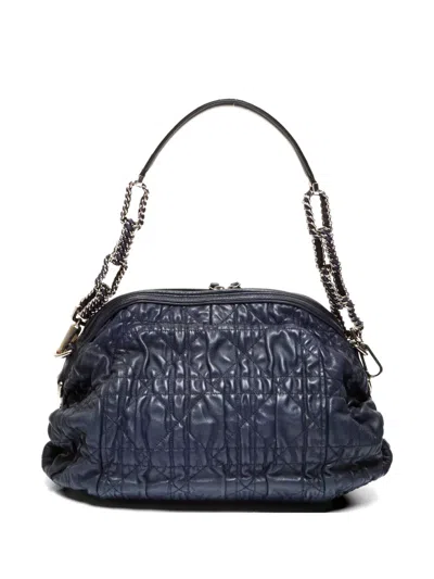 Pre-owned Dior 2011 Cannage Gaufre Delices Shoulder Bag In Blue