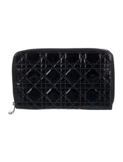 Pre-owned Dior 2011 Cannage Pattern Wallet In Black