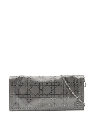 Pre-owned Dior 2011 Crystal Cannage Clutch Bag In Grey
