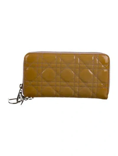 Pre-owned Dior 2011 Lady  Continental Wallet Wallet In Yellow