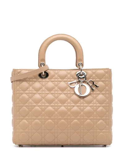 Pre-owned Dior 2011 Large Lambskin Cannage Lady  Satchel