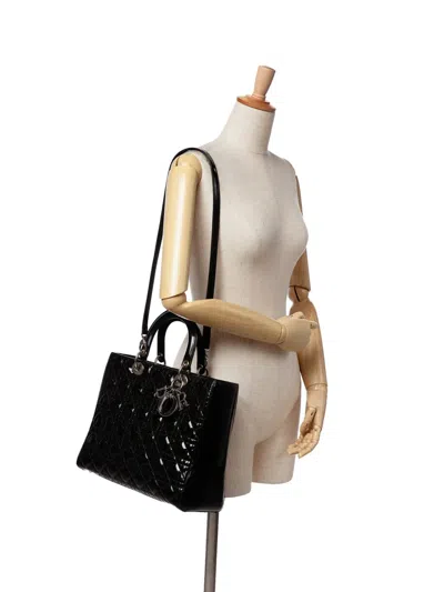 Pre-owned Dior 2011 Large Patent Cannage Lady  Satchel
