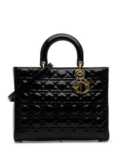 Pre-owned Dior 2011 Large Patent Cannage Lady  Satchel