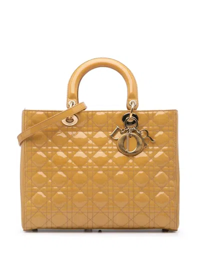 Pre-owned Dior 2011 Large Patent Cannage Lady  Satchel In Brown