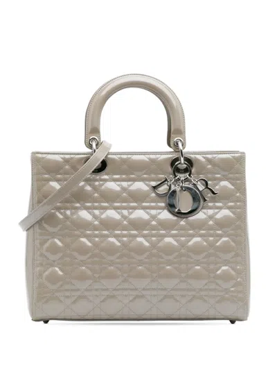 Pre-owned Dior 2011 Large Patent Cannage Lady  Satchel In Brown