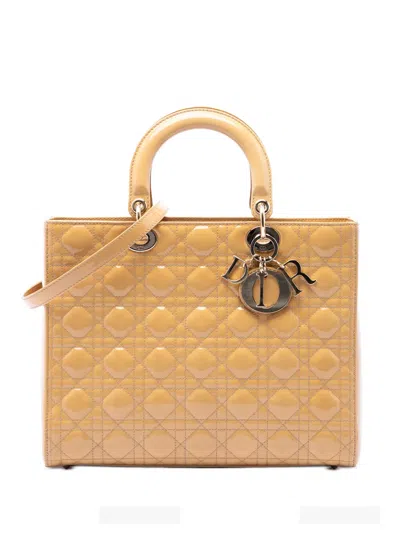 Pre-owned Dior 2011 Large Patent Cannage Lady  Satchel In Neutral