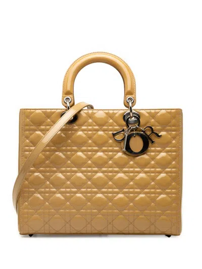 Pre-owned Dior 2011 Large Patent Cannage Lady  Satchel In Neutral