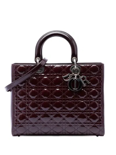 Pre-owned Dior 2011 Large Patent Cannage Lady  Satchel In Red