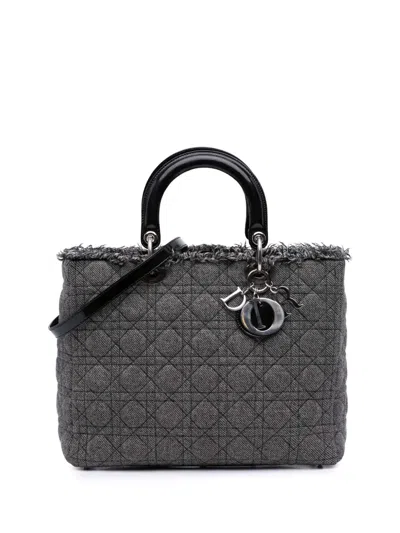 Pre-owned Dior 2011 Large Tweed Cannage Lady  Satchel
