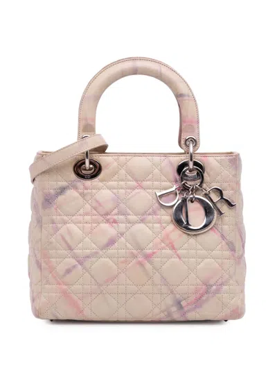 Pre-owned Dior 2011 Limited Edition Medium Lambskin Cannage Lady  Satchel In Pink