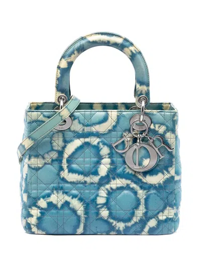 Pre-owned Dior 2011 Medium Calfskin Tie Dye Print Lady  Satchel In Blue
