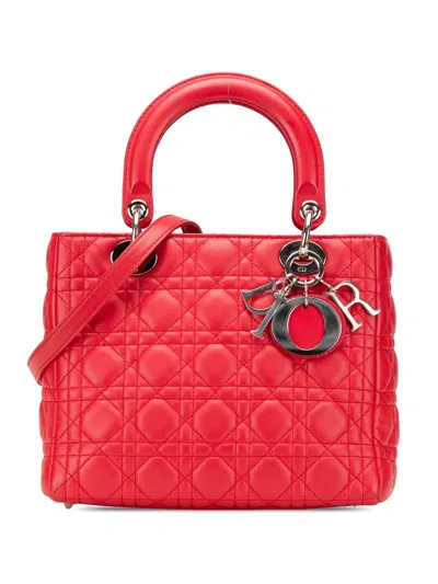 Pre-owned Dior 2011 Medium Lambskin Cannage Lady  Satchel