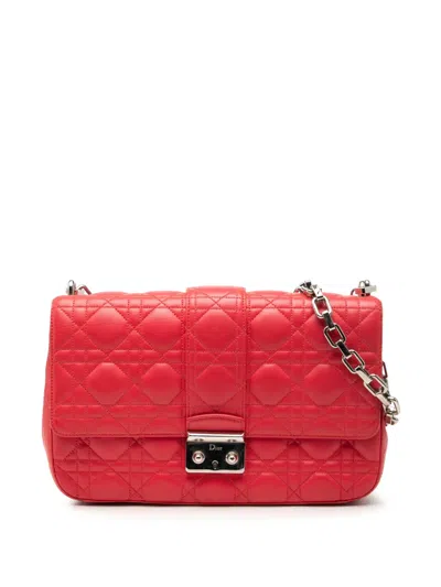 Pre-owned Dior 2011 Medium Lambskin Cannage Miss  Flap Shoulder Bag In Orange