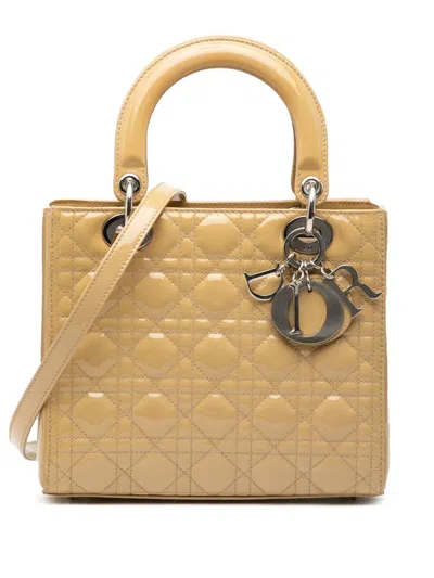 Pre-owned Dior 2011 Medium Patent Cannage Lady  Satchel In Brown