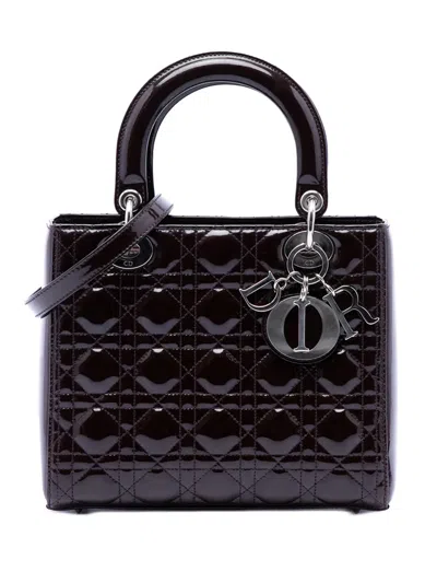 Pre-owned Dior 2011 Medium Patent Cannage Lady  Satchel In Purple