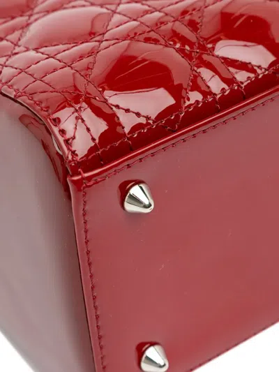 Pre-owned Dior 2011 Medium Patent Cannage Lady  Satchel In Red
