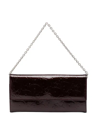 Pre-owned Dior 2011 Oblique Patent Wallet On Chain Handbag In Purple