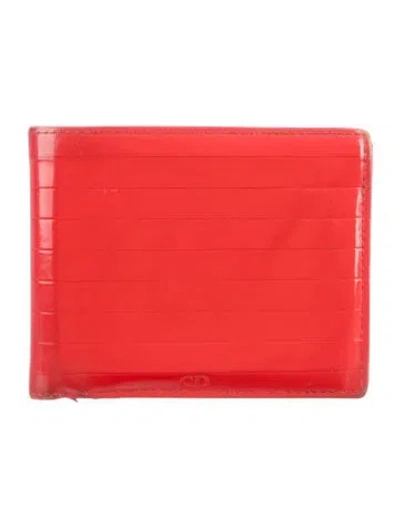 Pre-owned Dior 2011 Patent Leather Bifold Wallet In Red