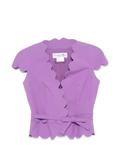 Pre-owned Dior 2011 Scalloped-edge Belted Top In Purple