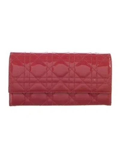Pre-owned Dior 2012 Cannage Pattern Continental Wallet In Pink