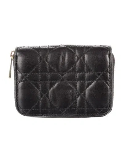Pre-owned Dior 2012 Cannage Pattern Wallet In Black