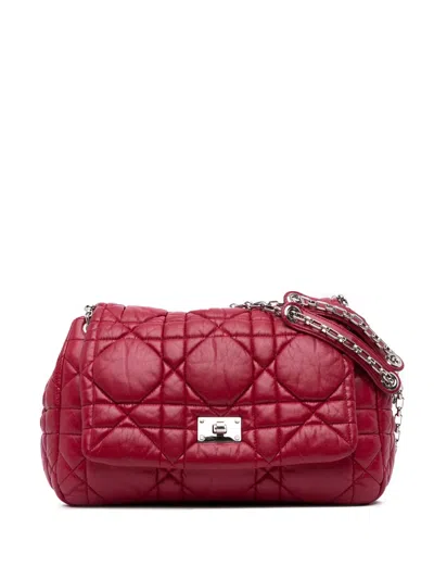 Pre-owned Dior 2012 Lambskin Cannage Milly La Foret Bag Shoulder Bag In Red
