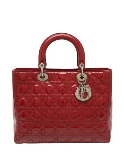 Pre-owned Dior 2012 Large Lady  Cannage Tote Bag In Red