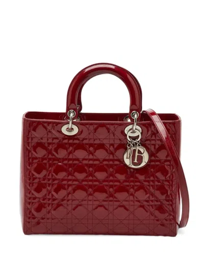 Pre-owned Dior 2012 Large Lady  Cannage Tote Bag In Red