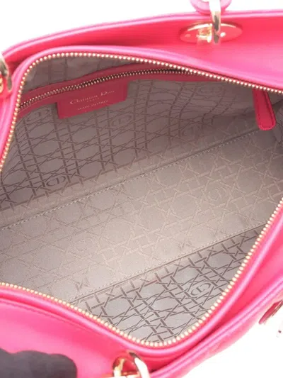 Pre-owned Dior 2012 Large Lambskin Cannage Lady  Satchel In Pink