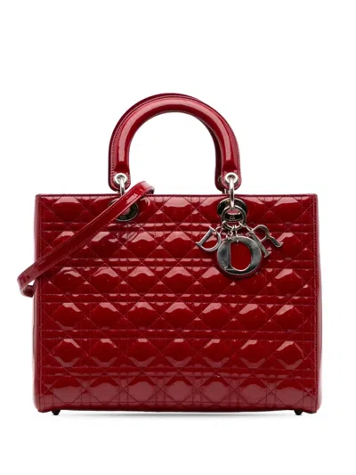 Pre-owned Dior 2012 Large Patent Cannage Lady  Satchel
