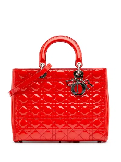 Pre-owned Dior 2012 Large Patent Cannage Lady  Satchel