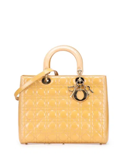 Pre-owned Dior 2012 Large Patent Cannage Lady  Satchel In Brown